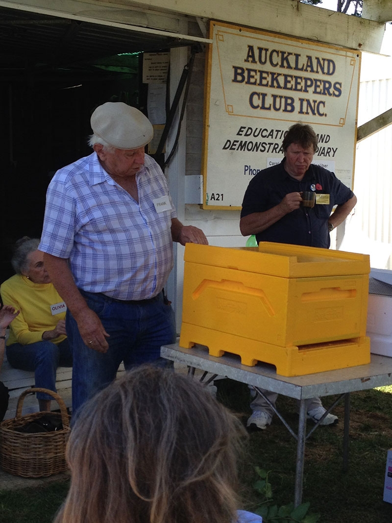 Field Day Frank showing polystyrene hive
